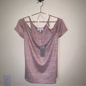 Jennifer Lopez JLO Pink Shimmer Cold Shoulder Top NWT – Large